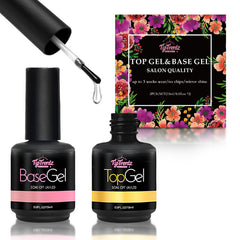 2 Pcs 15ml No Wipe Gel Top Coat and Base Coat Set