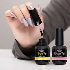 2 Pcs 15ml No Wipe Gel Top Coat and Base Coat Set