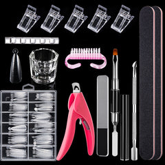 Nail Art Tool Kits For Poly Nail Gel, With Nail Forms Nail Tips Clips