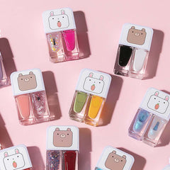 Dual Bottle Water-Based Nail Polish - Quick-Dry, Long-Lasting, Peel-Off, No UV Needed