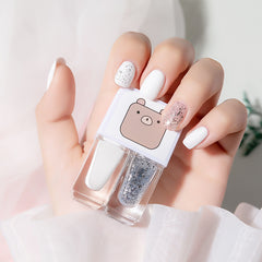 Dual Bottle Water-Based Nail Polish - Quick-Dry, Long-Lasting, Peel-Off, No UV Needed