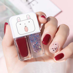 Dual Bottle Water-Based Nail Polish - Quick-Dry, Long-Lasting, Peel-Off, No UV Needed