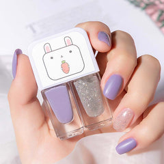Dual Bottle Water-Based Nail Polish - Quick-Dry, Long-Lasting, Peel-Off, No UV Needed