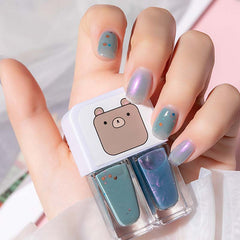 Dual Bottle Water-Based Nail Polish - Quick-Dry, Long-Lasting, Peel-Off, No UV Needed