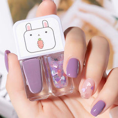 Dual Bottle Water-Based Nail Polish - Quick-Dry, Long-Lasting, Peel-Off, No UV Needed