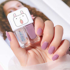 Dual Bottle Water-Based Nail Polish - Quick-Dry, Long-Lasting, Peel-Off, No UV Needed