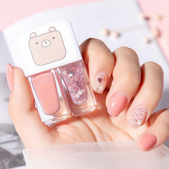 Dual Bottle Water-Based Nail Polish - Quick-Dry, Long-Lasting, Peel-Off, No UV Needed