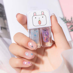 Dual Bottle Water-Based Nail Polish - Quick-Dry, Long-Lasting, Peel-Off, No UV Needed