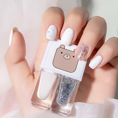 Dual Bottle Water-Based Nail Polish - Quick-Dry, Long-Lasting, Peel-Off, No UV Needed