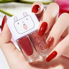 Dual Bottle Water-Based Nail Polish - Quick-Dry, Long-Lasting, Peel-Off, No UV Needed