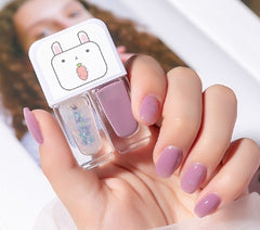 Dual Bottle Water-Based Nail Polish - Quick-Dry, Long-Lasting, Peel-Off, No UV Needed