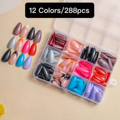 12 Colors288pcs /Set Press On Nails 24pcs/Color jfm-12