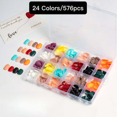 24 Colors 576 pcs /Set Press On Nails 24pcs/Color TF-019