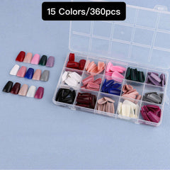 15 Colors 360pcs /Set Press On Nails 24pcs/Color FN15