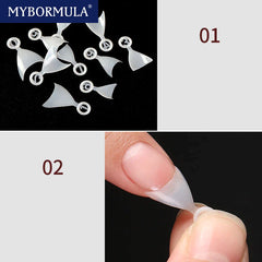 100pcs Short Stiletto Nail Tips Half Cover French Fake Nails Sharp