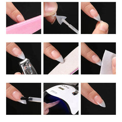 100pcs Short Stiletto Nail Tips Half Cover French Fake Nails Sharp