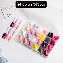 24 Colors 576 pcs /Set Press On Nails 24pcs/Color TF-023
