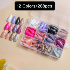 12 Colors288pcs /Set Press On Nails 24pcs/Color jfm-03
