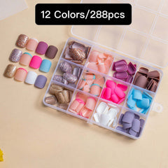 12 Colors288pcs /Set Press On Nails 24pcs/Color jfm-11