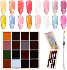 16 Colors Solid Gel Nail Polish Palette