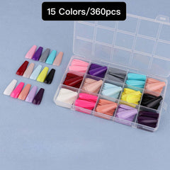 15 Colors 360pcs /Set Press On Nails 24pcs/Color FN01