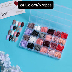 24 Colors 576 pcs /Set Press On Nails 24pcs/Color TF-021