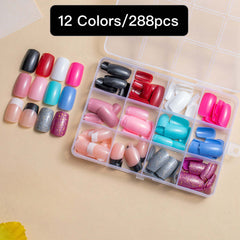 12 Colors288pcs /Set Press On Nails 24pcs/Color jfm-05