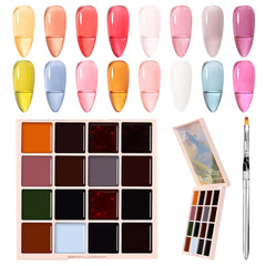 16 Colors Solid Gel Nail Polish Palette