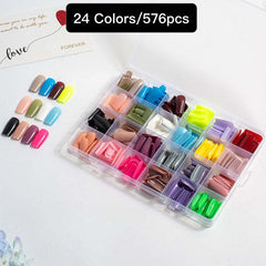 24 Colors 576 pcs /Set Press On Nails 24pcs/Color TF-002