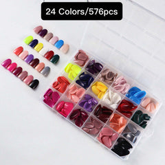 24 Colors 576 pcs /Set Press On Nails 24pcs/Color TF-031
