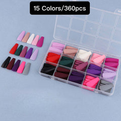 15 Colors 360pcs /Set Press On Nails 24pcs/Color FN02