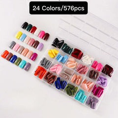 24 Colors 576 pcs /Set Press On Nails 24pcs/Color TF-027