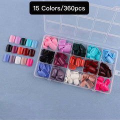 15 Colors 360pcs /Set Press On Nails 24pcs/Color FN19