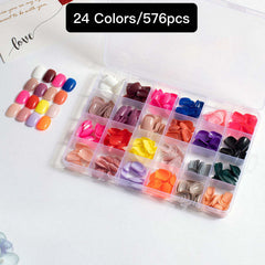 24 Colors 576 pcs /Set Press On Nails 24pcs/Color TF-009