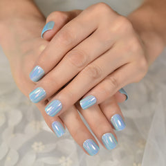 Chrome Fingernails Matte But Glossy Press On Nail Tips Fake Nails Short Oval Fingernails Mirror Manicure With Tabs