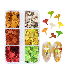 Autumn Maple Leaf Nail Glitter Sequins 3D Holographic Fall Nail Design Art Nails Sticker Decals for Acrylic Nails Decorations DIY