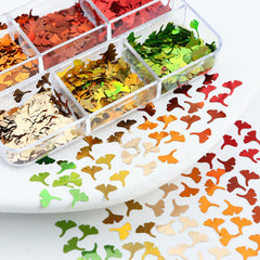 Autumn Maple Leaf Nail Glitter Sequins 3D Holographic Fall Nail Design Art Nails Sticker Decals for Acrylic Nails Decorations DIY