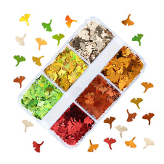 Autumn Maple Leaf Nail Glitter Sequins 3D Holographic Fall Nail Design Art Nails Sticker Decals for Acrylic Nails Decorations DIY