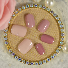 Three Color Short Squoval Fingernails Glossy Arylic Press On Nail Tips Fake Nails Gray White Lips Color Reusable Manicure