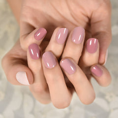 Three Color Short Squoval Fingernails Glossy Arylic Press On Nail Tips Fake Nails Gray White Lips Color Reusable Manicure