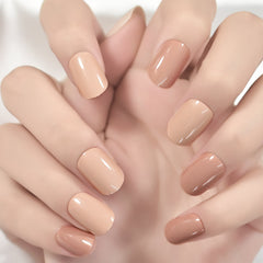 Three Color Short Squoval Fingernails Glossy Arylic Press On Nail Tips Fake Nails Gray White Lips Color Reusable Manicure