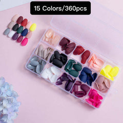 15 Colors 360pcs /Set Press On Nails 24pcs/Color FN22