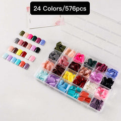 24 Colors 576 pcs /Set Press On Nails 24pcs/Color TF-029