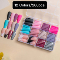 12 Colors288pcs /Set Press On Nails 24pcs/Color jfm-02