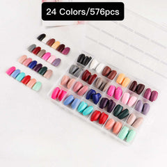 24 Colors 576 pcs /Set Press On Nails 24pcs/Color TF-033