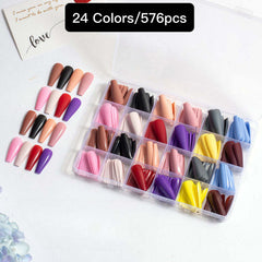 24 Colors 576 pcs /Set Press On Nails 24pcs/Color TF-015