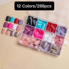 12 Colors288pcs /Set Press On Nails 24pcs/Color jfm-08