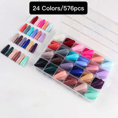 24 Colors 576 pcs /Set Press On Nails 24pcs/Color TF-034