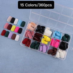 15 Colors 360pcs /Set Press On Nails 24pcs/Color FN18