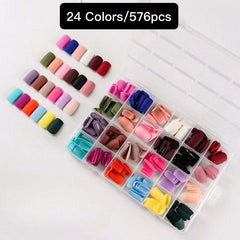 24 Colors 576 pcs /Set Press On Nails 24pcs/Color TF-028